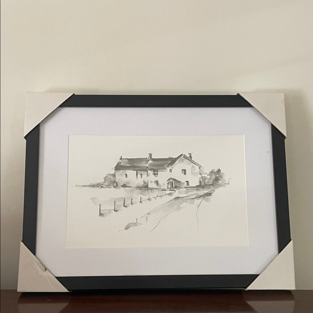 Hobby lobby farmhouse Black and White Framed Art Print NEW